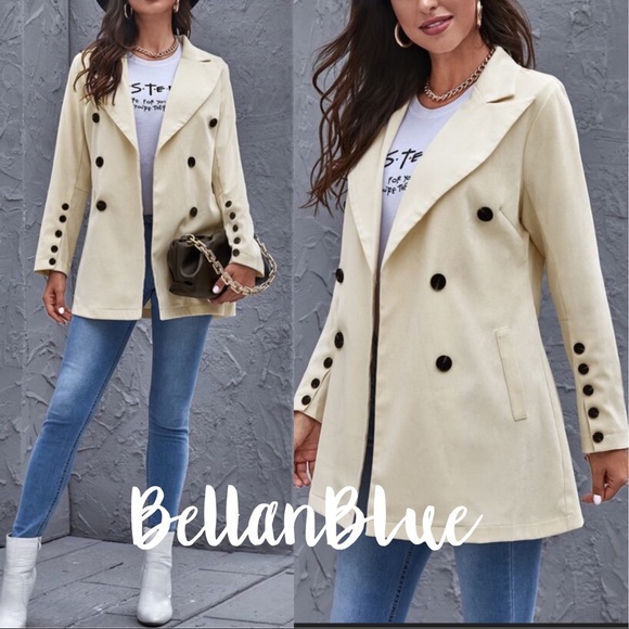Jackets & Blazers - Boho chic cream button detail coat jacket